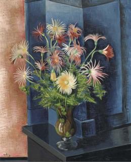 Moise Kisling - Still life with flowers in a vase