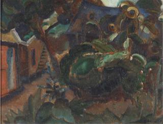 Mommie Schwarz - A farmyard (recto); A still life with fruits on a table (verso)