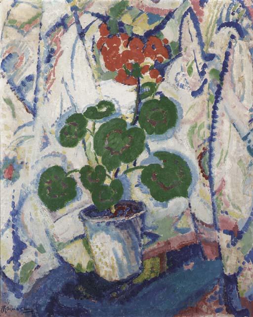 Mommie Schwarz - A flower still life (recto)- A landscape (verso)
