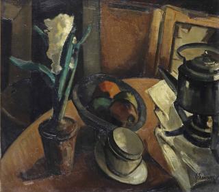 Mommie Schwarz - A Still Life With Flowers And Fruits And A Flowering Plant