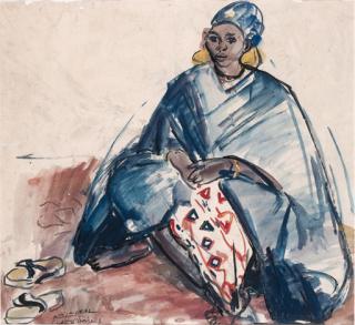 Monique Cras - African woman seated, Cte d\'Ivoir