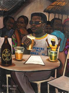Monsengwo Kejwamfi - A man in a cafe, probably a self portrait