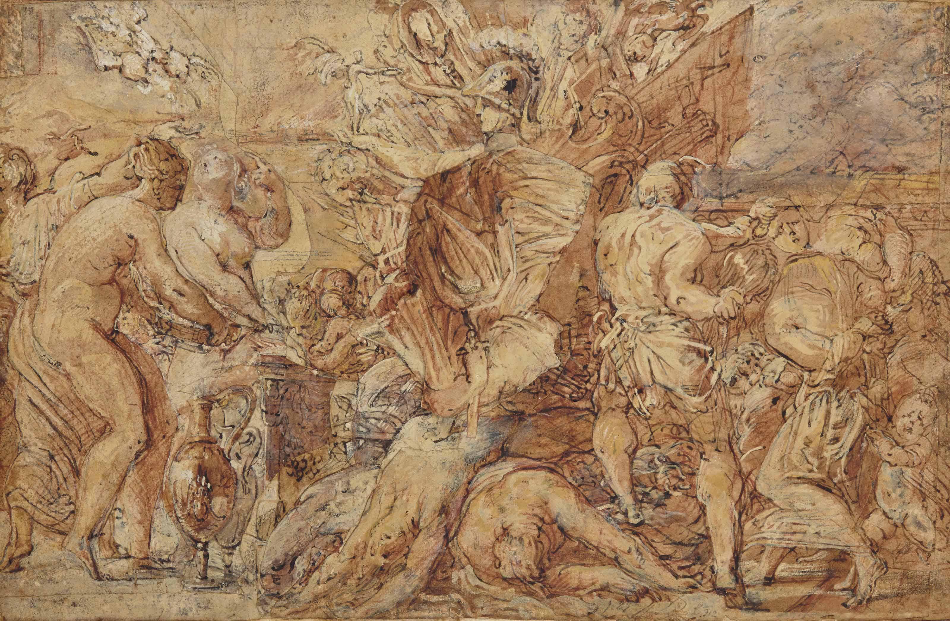 Monsu Habe - Allégorie De La Guerre: Captifs Et Cadavres Déposés Devant L\'Autel De La Victoire