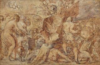 Monsu Habe - Allégorie De La Guerre: Captifs Et Cadavres Déposés Devant L\'Autel De La Victoire