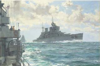 Montague Dawson, F.R.S.A., R.S.M.A. - Britain\'s Lifeline: H.M.S. King George V