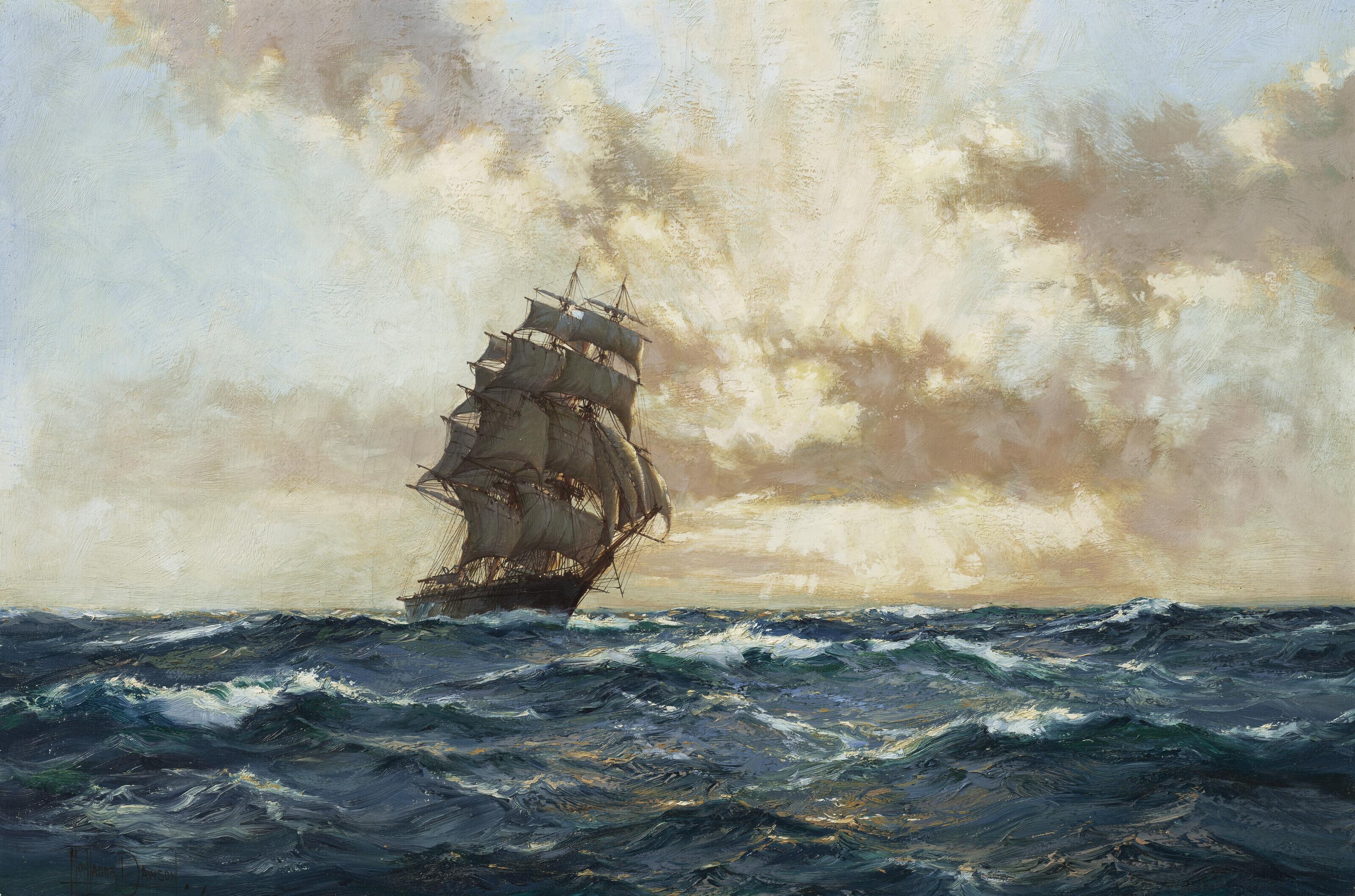 Montague Dawson, F.R.S.A., R.S.M.A. - Nearing Sundown, the \'Northern Light\'