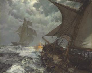 Montague Dawson, F.R.S.A., R.S.M.A. - Night Surprise