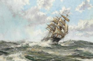 Montague Dawson, F.R.S.A., R.S.M.A. - Squally Weather - The \'Southern Cross\' Of Boston