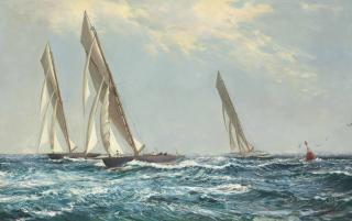 Montague Dawson, F.R.S.A., R.S.M.A. - Yachts Racing up the Clyde