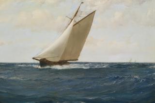 Montague Dawson R.S.M.A., F.R.S.A. - Blowing Hard, With Topsail Lowered
