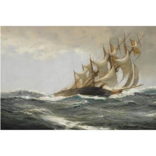 Montague Dawson, R.S.M.A., F.R.S.A. - Blowing Hard