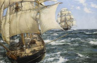 Montague Dawson R.S.M.A., F.R.S.A. - British Racing Home, The China Clippers Chrysolite And Stornoway Almost Neck-And-Neck
