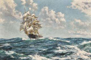 Montague Dawson R.S.M.A., F.R.S.A. - Gleaming Foam, Chariot Of Fame