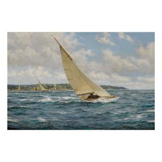 Montague Dawson R.S.M.A., F.R.S.A. - Reef Down—Six Metre Yachts Off The Isle Of Wight