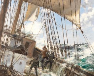 Montague Dawson - Decks awash - \'Study for Gale Force Eight\'