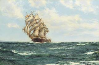 Montague Dawson - Downwind and running free