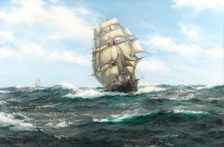 Montague Dawson - \'Rolling along, The Gleaner\'