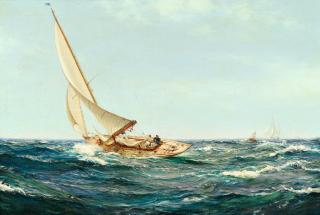 Montague Dawson - Rounding the buoy