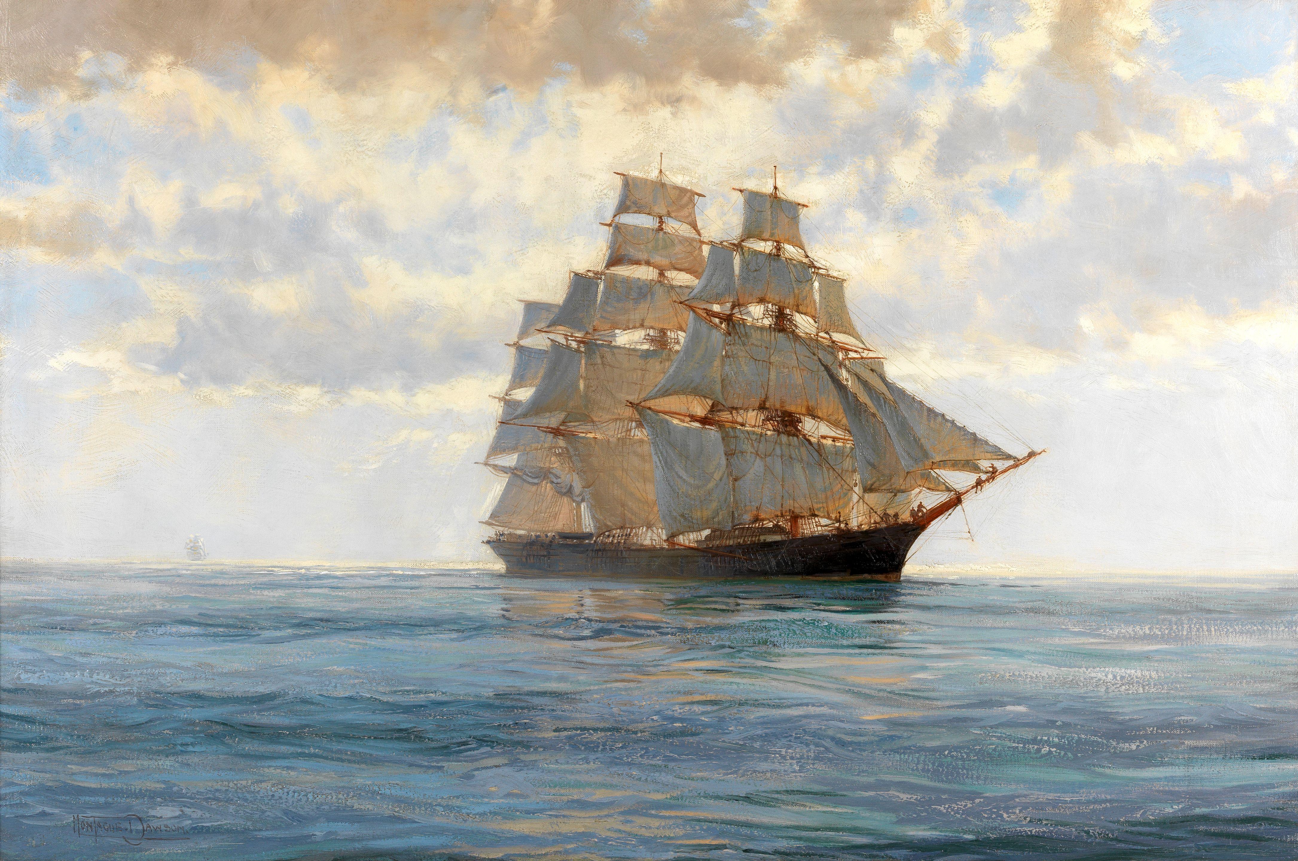 Montague Dawson - The Lightning in calm waters