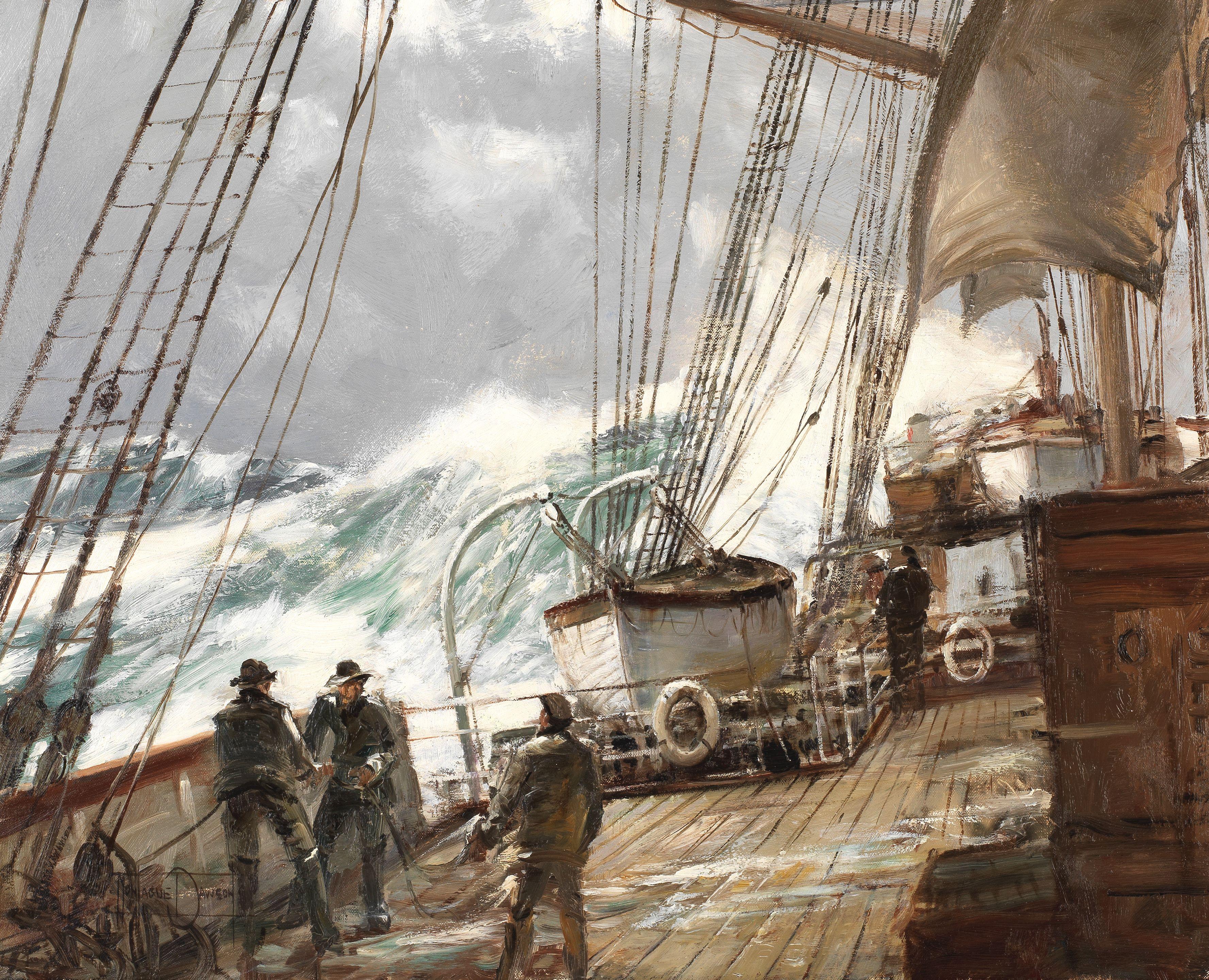 Montague Dawson - The rising wind - \'Study for Gale Force Eight\'