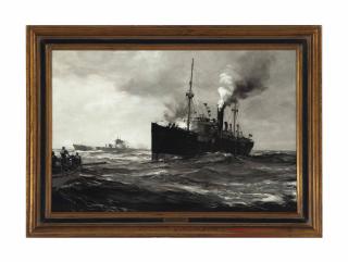 Montague Dawson - Victory Ship Attacked By German U-Boat