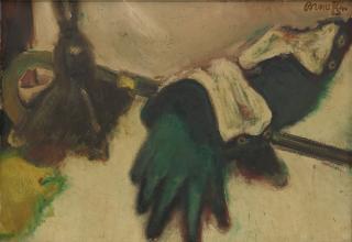 Mordecai Ardon - Still Life With Cane And Gloves; Study Of A Man