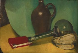 Mordecai Ardon - Still Life With Vase, Bottle And Book