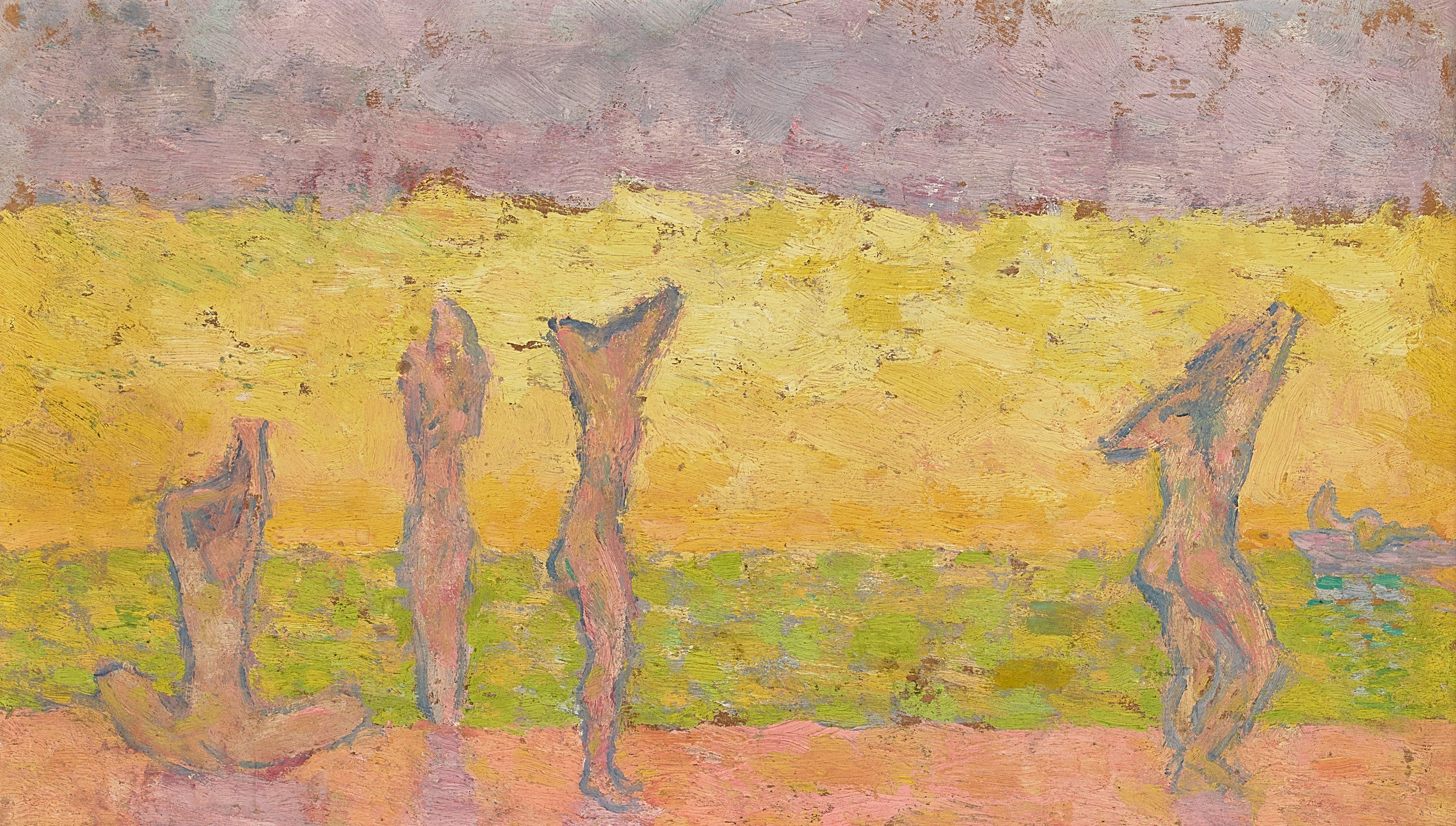 Morgan Russell - Bathers 7 1/2 x 13 1/2 in. framed 9 x 14 3/4 in.