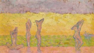 Morgan Russell - Bathers 7 1/2 x 13 1/2 in. framed 9 x 14 3/4 in.