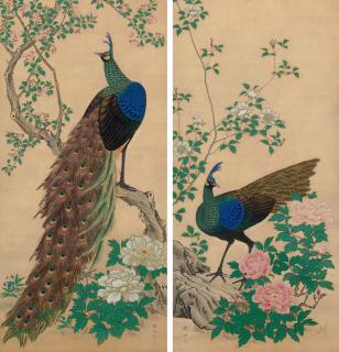 Mori Tetsuzan - Peacocks and peonies