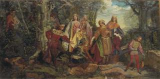 Moritz von Schwind - Elegant figures giving alms