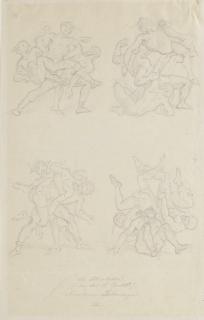 Moritz von Schwind - Studies of four groups of acrobats