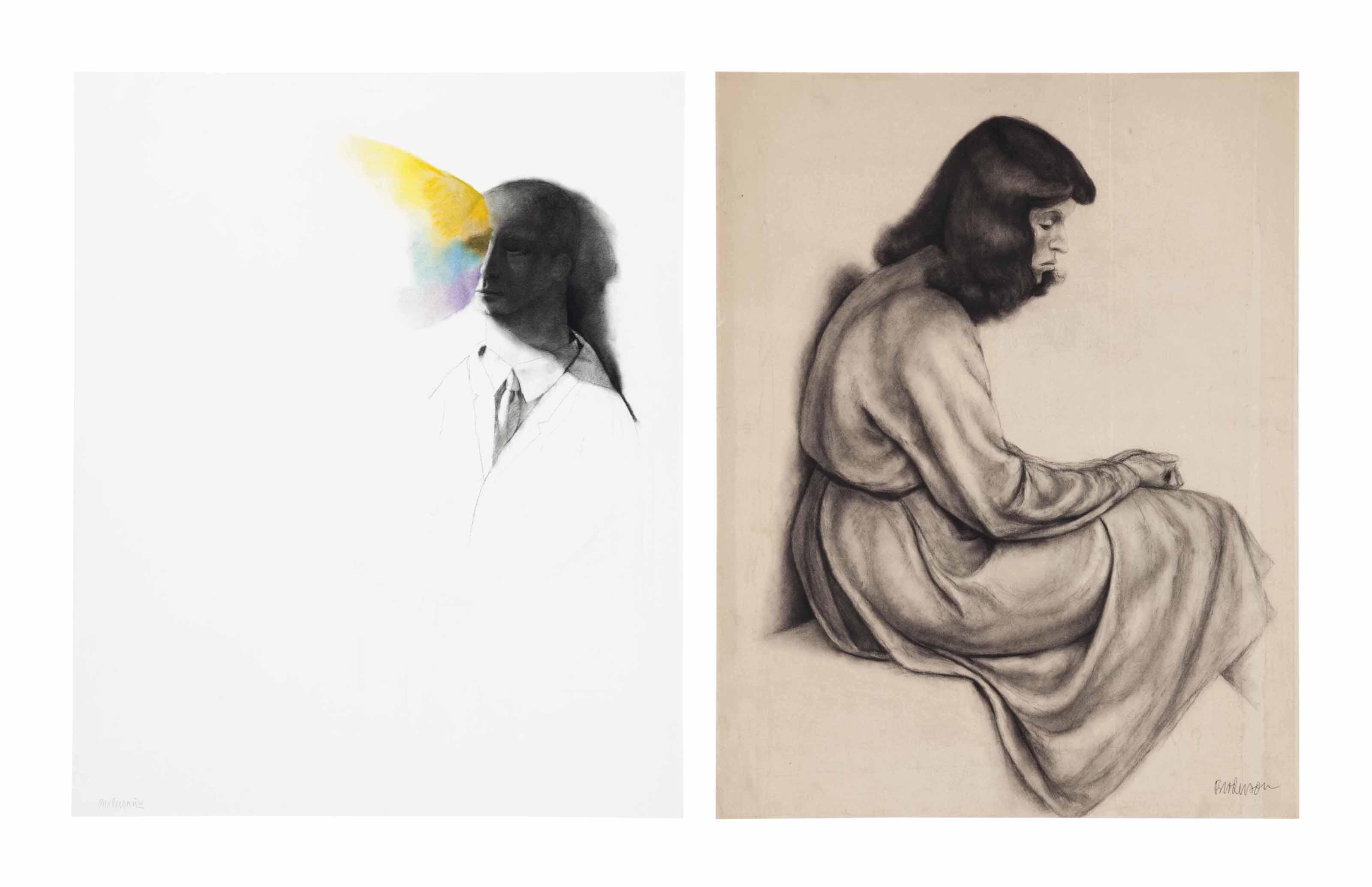 Morris Broderson - Self Portrait;  together with  Study of a seated girl