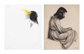 Morris Broderson - Self Portrait;  together with  Study of a seated girl