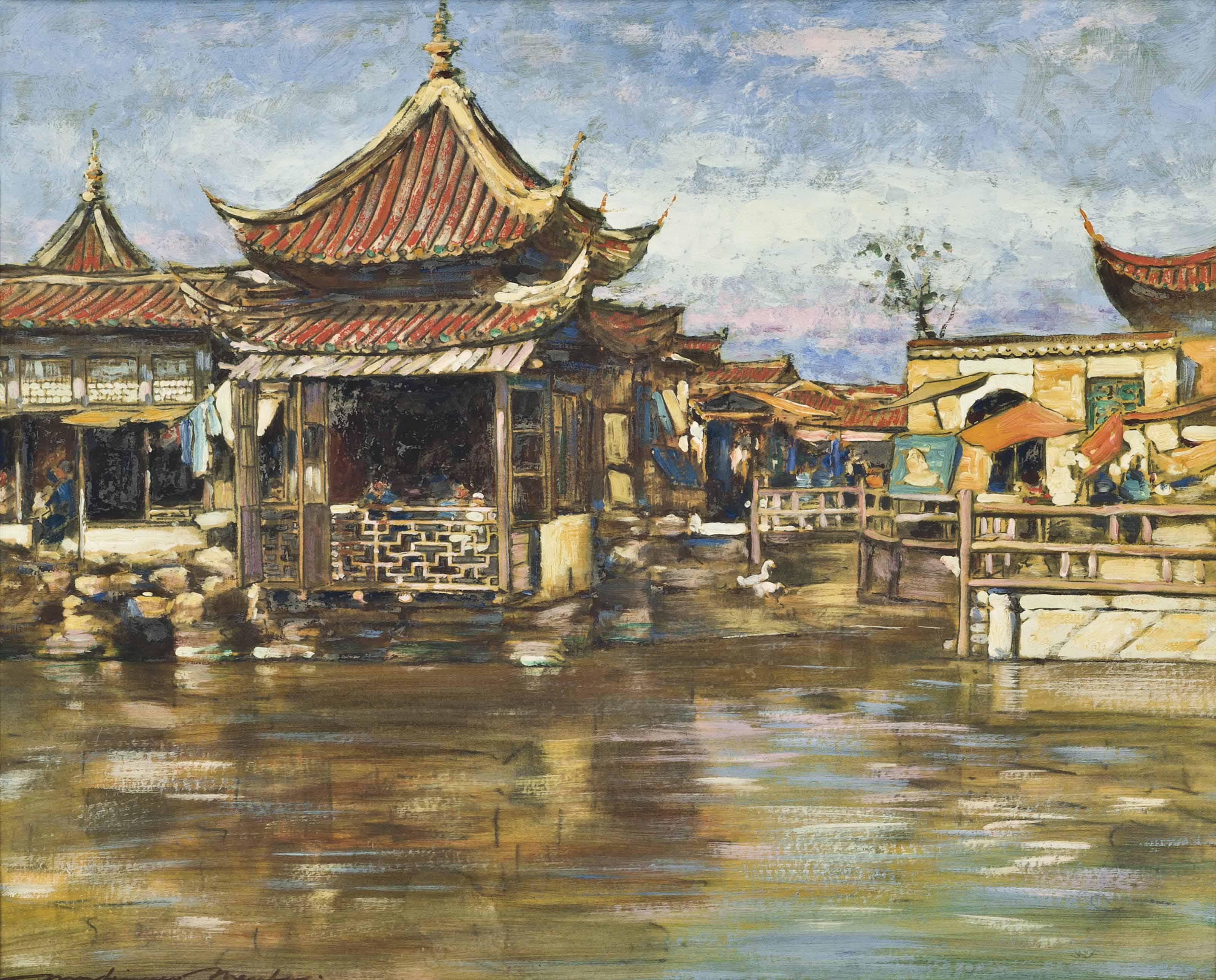 Mortimer Luddington Menpes - A Tea House, Shanghai