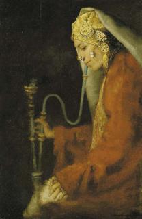 Mortimer M. Menpes - A Kashmiri nautch girl with a hookah