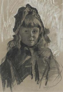 Mosé Bianchi di Giosue - Portrait of a girl wearing a bonnet and a cape