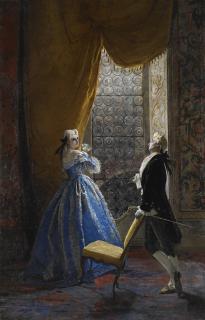 Mosè Bianchi - Colloquio del galantino con donna Clelia