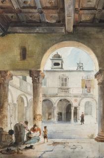 Mosè Bianchi - Cortile di Palazzo Trivulzio in via Rugabella