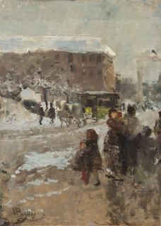 Mosè Bianchi - Il Carrobbio sotto la neve