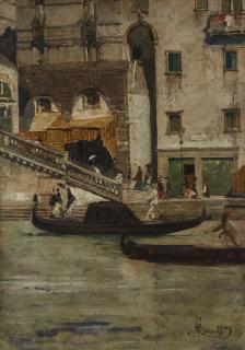 Mosè Bianchi - Presso il ponte di Rialto a Venezia