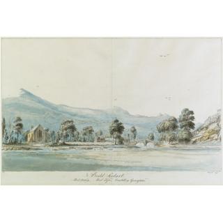 Moses Griffith - View Of Bedd Gelart With Moel Hedog, Moel Lefn And Castell Y Graig Ddu