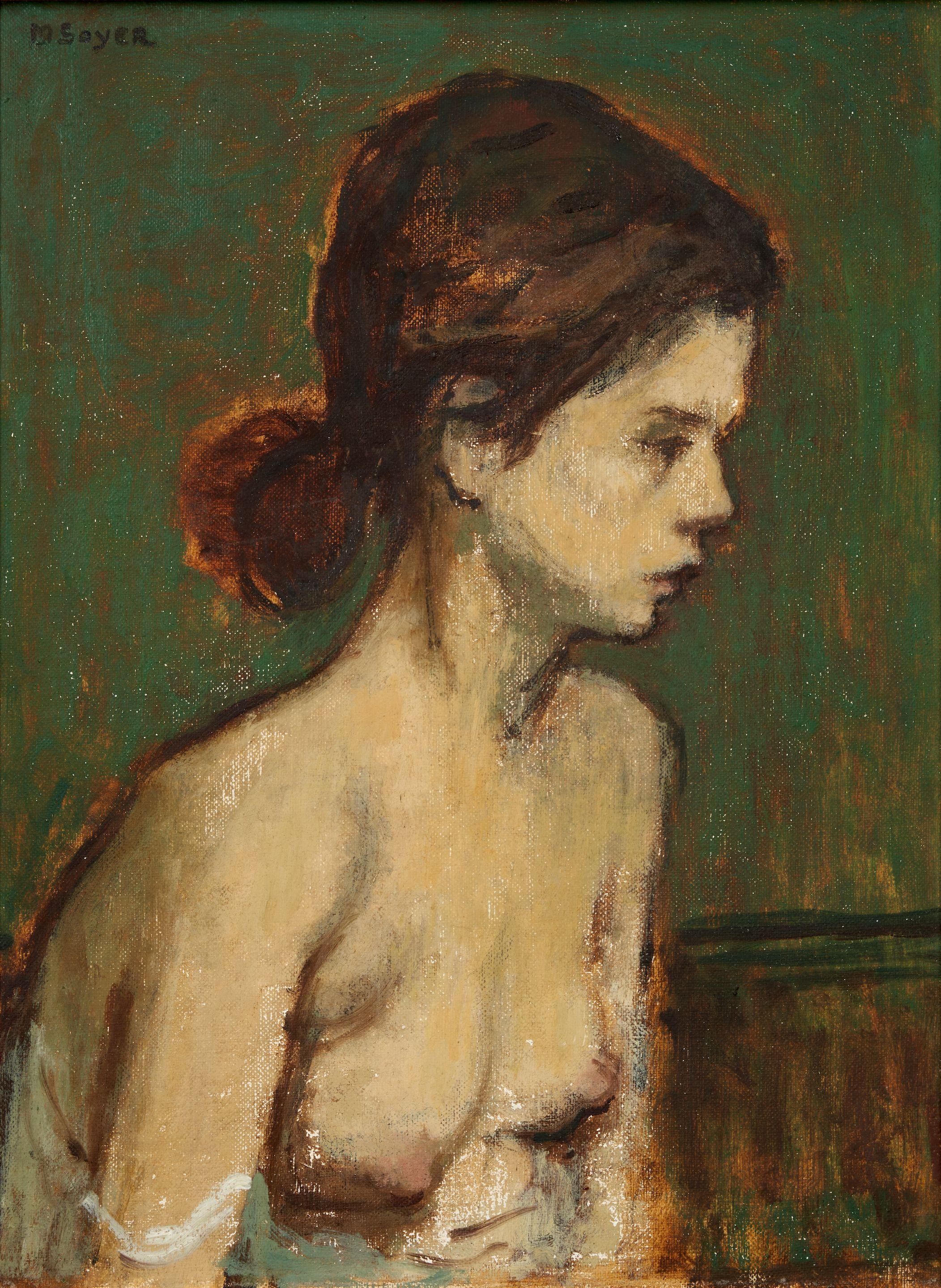 Moses Soyer - A Seated Female Nude, Half-Length