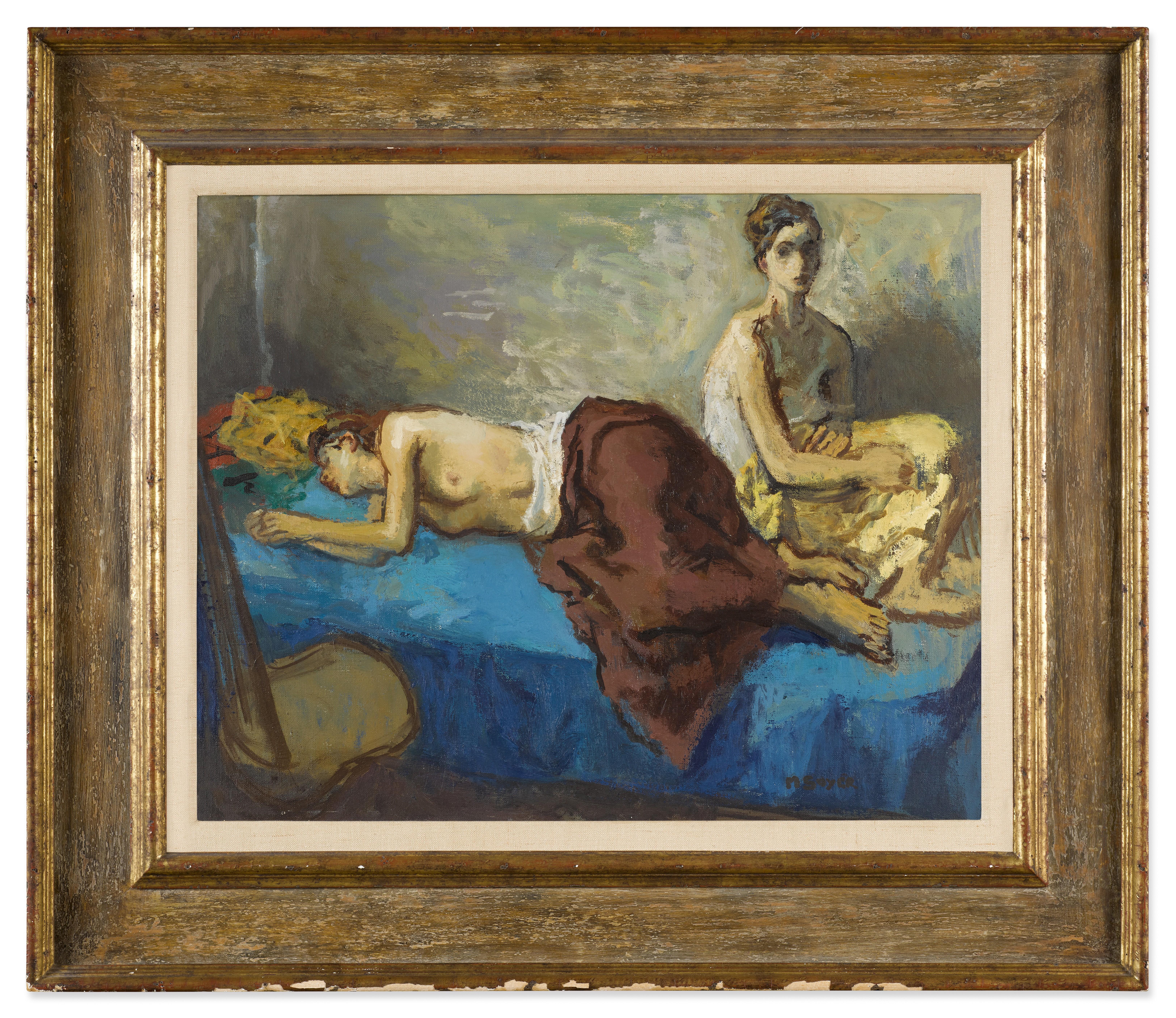 Moses Soyer - Interior with Two Figures