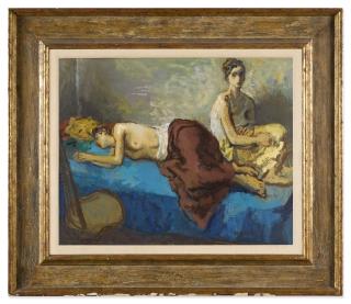 Moses Soyer - Interior with Two Figures