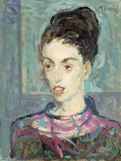 Moses Soyer - Lady With Purple Turtleneck
