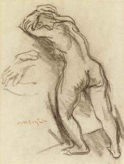 Moses Soyer - Nude Figure Leaning