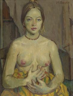 Moses Soyer - Nude In Brown Necklace