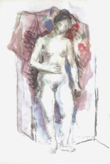 Moses Soyer - Standing nude; and two companion watercolors