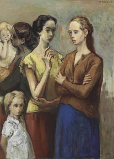 Moses Soyer - Standing Women and Children